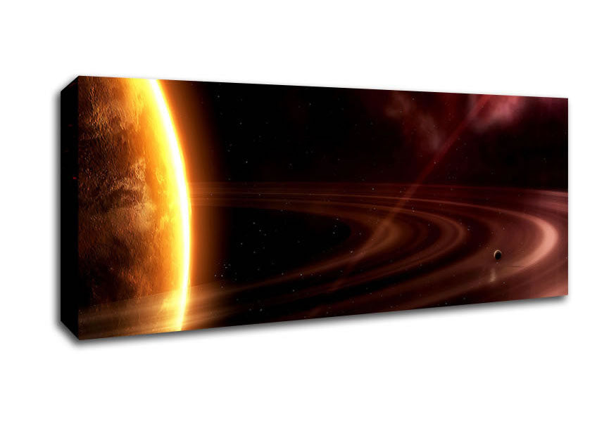 Picture of Planet Rings Sun Panoramic Canvas Wall Art