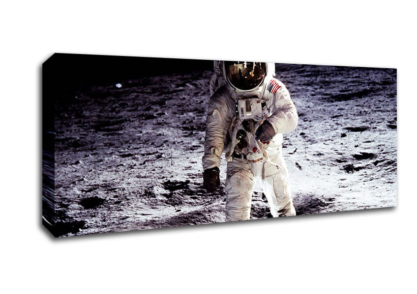 Picture of Spaceman On The Moon Panoramic Canvas Wall Art