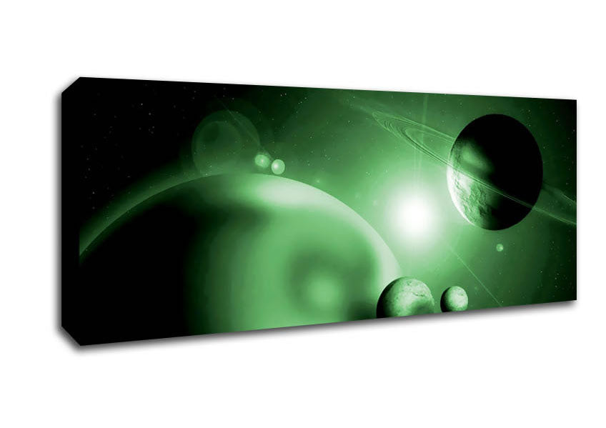 Picture of Green Planets Panoramic Canvas Wall Art