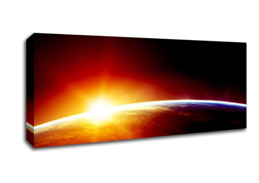 Picture of Sun Over Planet Earth Panoramic Canvas Wall Art