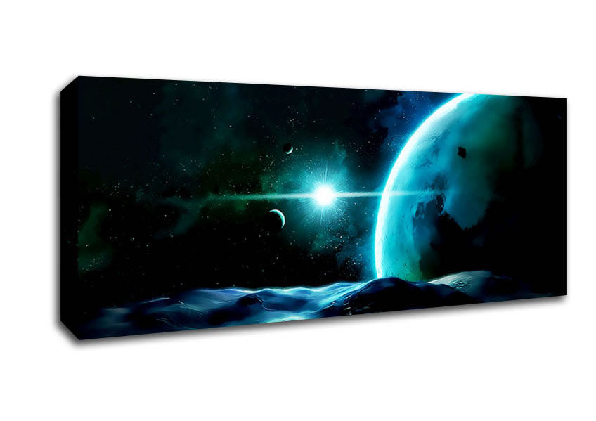 Picture of Green Star Planet Panoramic Canvas Wall Art