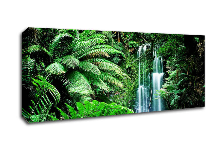 Picture of Hidden Woodland Waterfall Panoramic Canvas Wall Art