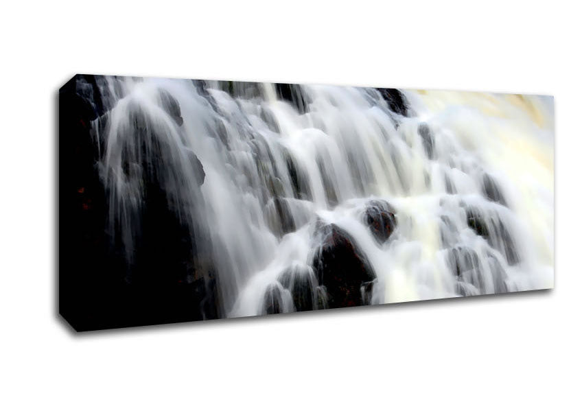 Picture of Gushing Waterfall Rocks Panoramic Canvas Wall Art