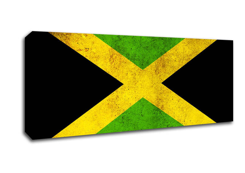 Picture of Jamaican Grunge Flag Panoramic Canvas Wall Art
