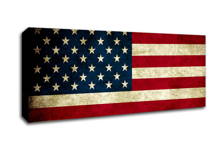 Picture of Grunge Flag Of America Panoramic Canvas Wall Art