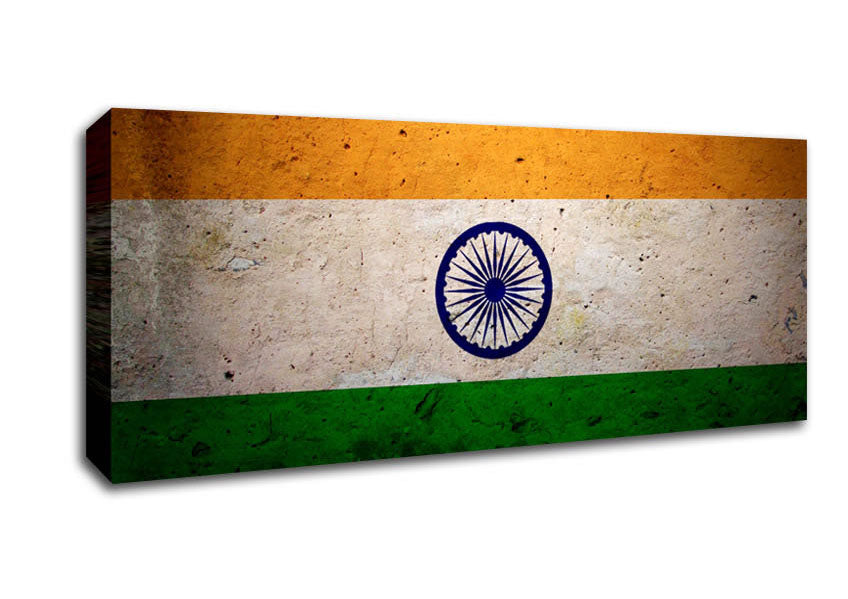 Picture of Indian Grunge Flag Panoramic Canvas Wall Art