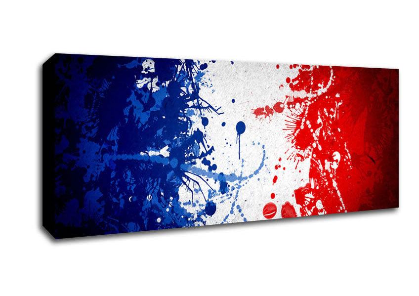 Picture of French Flag Grunge Panoramic Canvas Wall Art