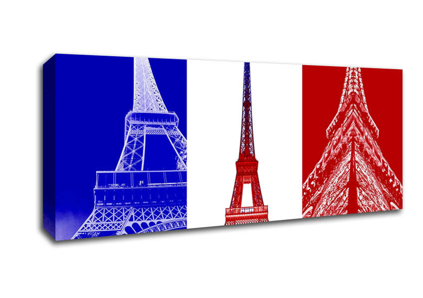 Picture of Eiffel Tower French Colours Panoramic Canvas Wall Art