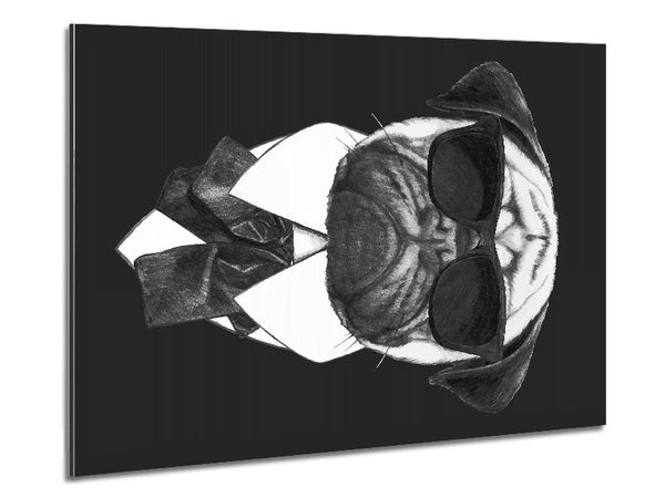 Mafia Pug Dog Metal Print