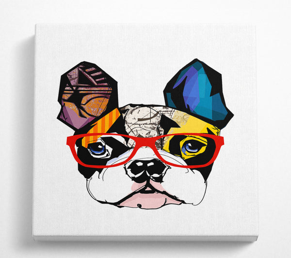 A Square Canvas Print Showing Popart French Bulldog Pooch Square Wall Art
