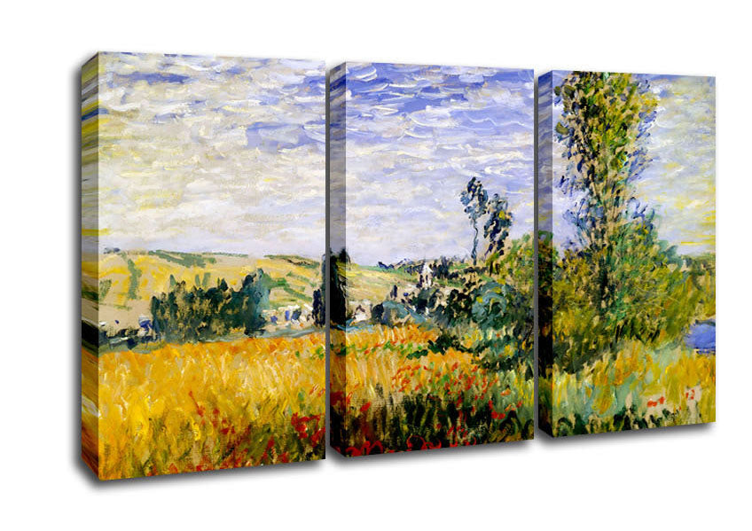 Picture of Claude Monet Fields 3 Panel Canvas Wall Art