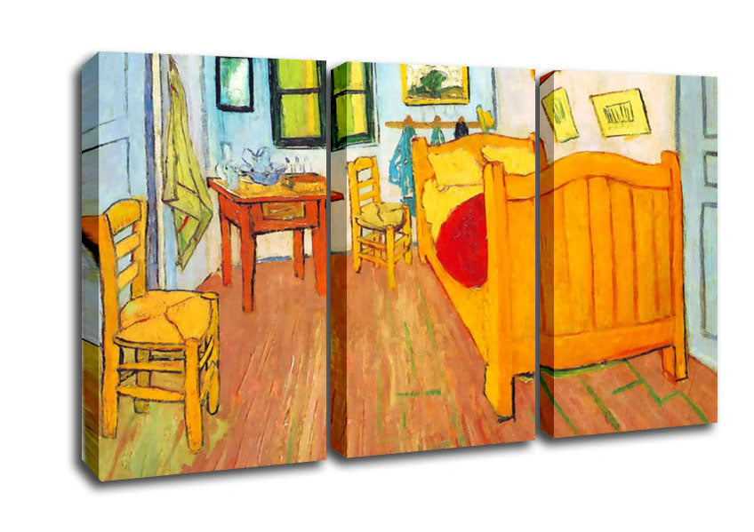 Picture of Van Gogh The Bedroom In Arles. Saint-Remy 3 Panel Canvas Wall Art