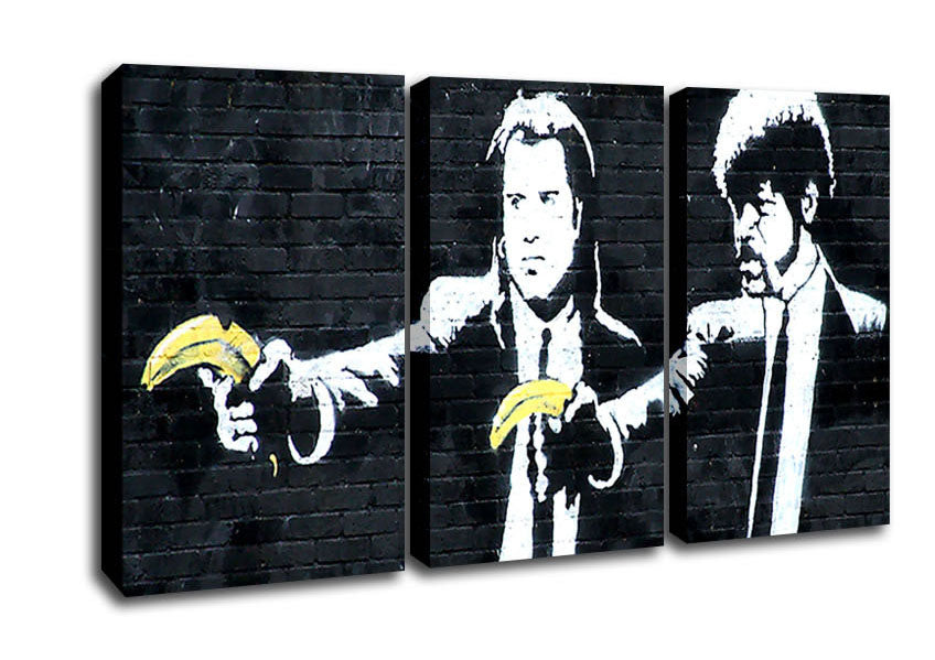 Picture of Banksy Pulp Fiction 3 Panel Canvas Wall Art
