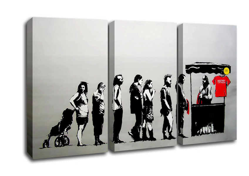 Picture of Destroy Capitalism 3 Panel Canvas Wall Art