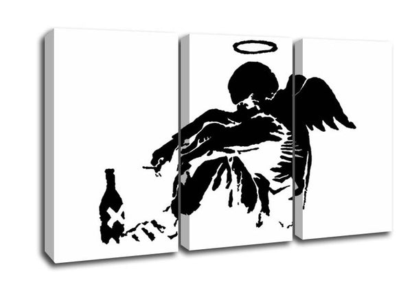 Picture of Fallen Angel Black White 3 Panel Canvas Wall Art