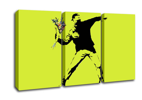 Picture of Flower Thrower Lime Green 3 Panel Canvas Wall Art
