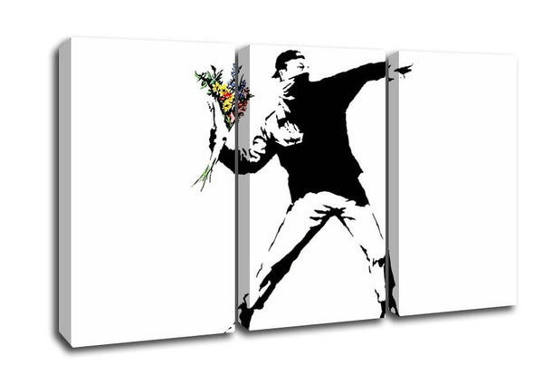 Picture of Flower Thrower White 3 Panel Canvas Wall Art