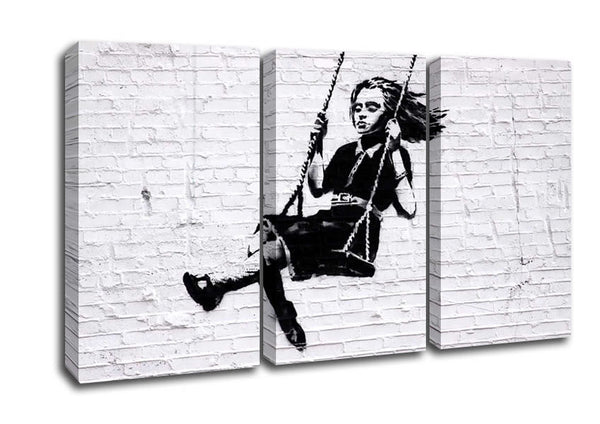 Picture of Girl On Swing 3 Panel Canvas Wall Art
