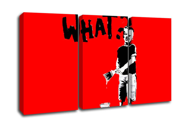 Picture of Graffiti Kid What Red 3 Panel Canvas Wall Art
