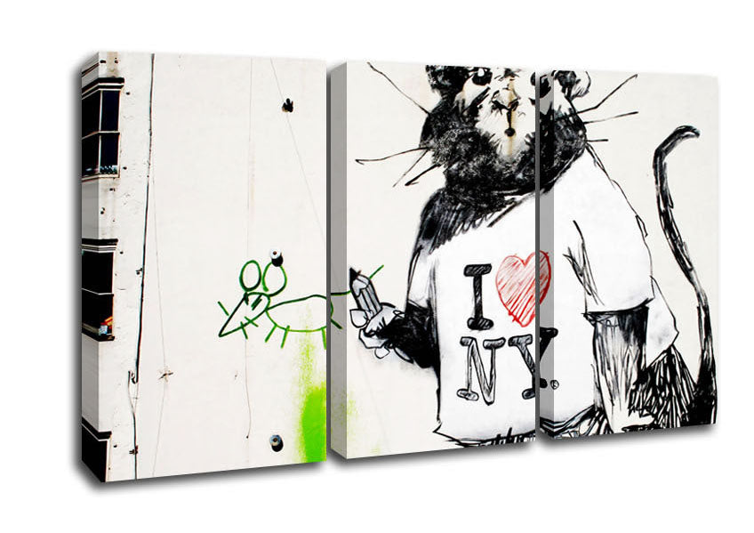 Picture of I Love New York Rat 3 Panel Canvas Wall Art
