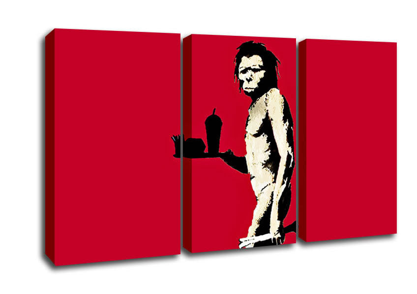 Picture of Mcdonalds Caveman Red 3 Panel Canvas Wall Art