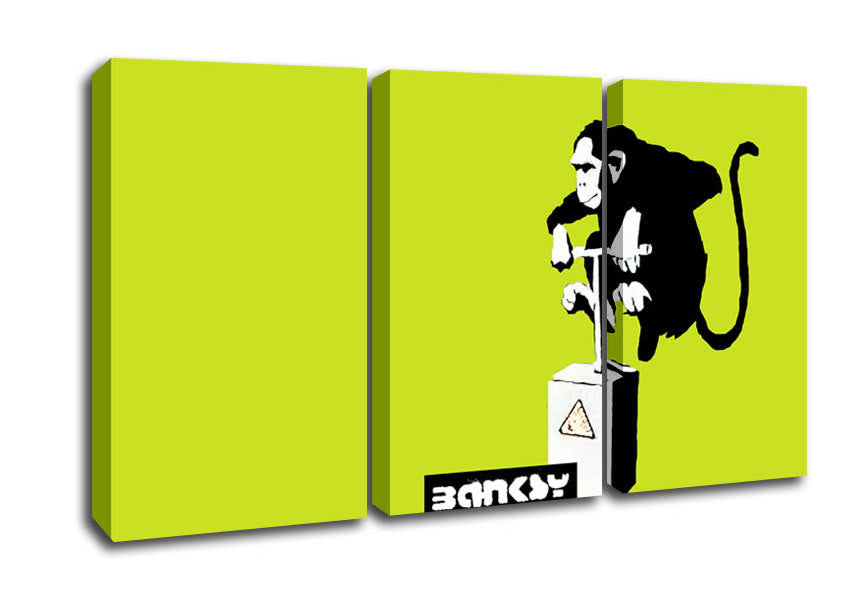 Picture of Monkey Detonator Lime 3 Panel Canvas Wall Art