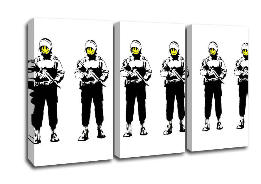 Picture of Smiley Face Line-Up 3 Panel Canvas Wall Art