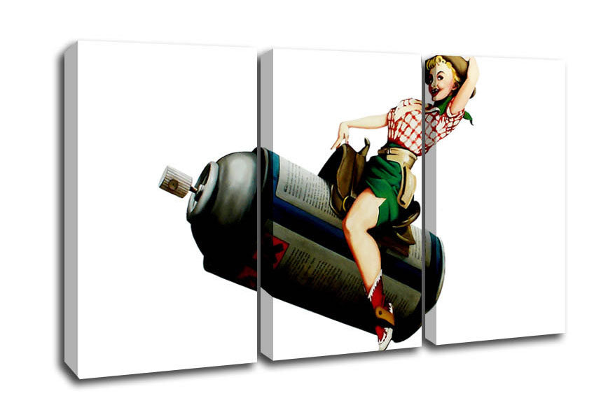 Picture of Spray Can Cowgirl 3 Panel Canvas Wall Art