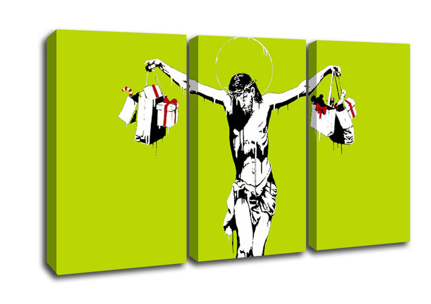 Picture of Thank Christ For Shopping Lime 3 Panel Canvas Wall Art