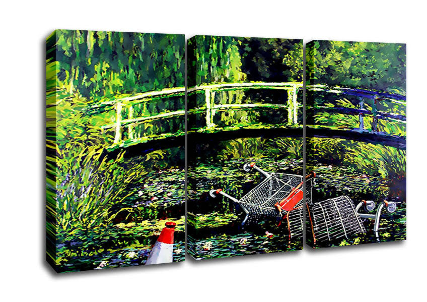 Picture of Water Lillies Trash 3 Panel Canvas Wall Art