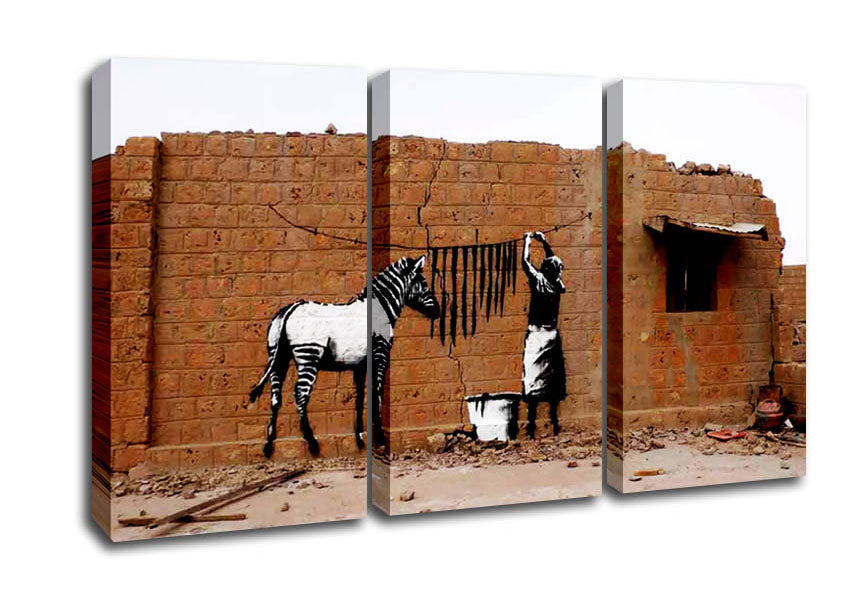 Picture of Zebra Stripes Washing 3 Panel Canvas Wall Art