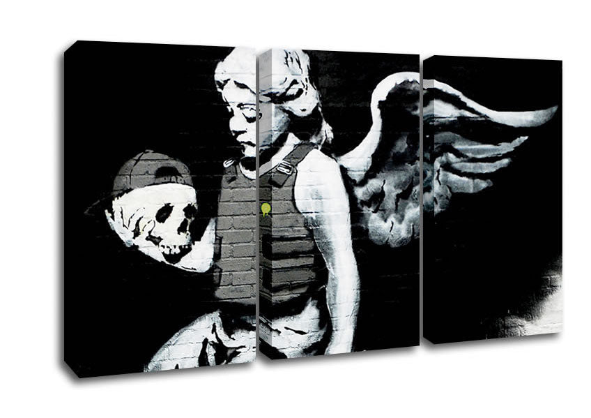 Picture of Angel Skull 3 Panel Canvas Wall Art
