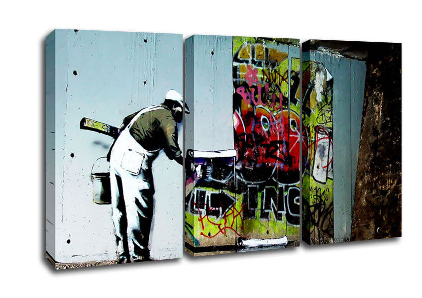 Picture of Grafitti Wallpaper 3 Panel Canvas Wall Art