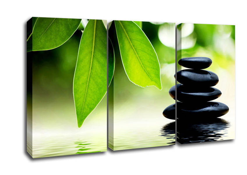 Picture of Tranquil Water Stones 3 Panel Canvas Wall Art