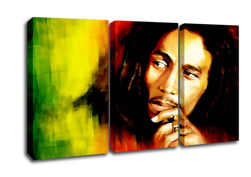 Picture of Bob Marley Red Yellow Green 3 Panel Canvas Wall Art