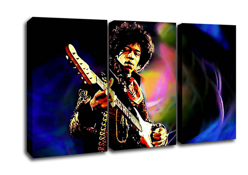 Picture of Jimi Hendrix Energy Field 3 Panel Canvas Wall Art