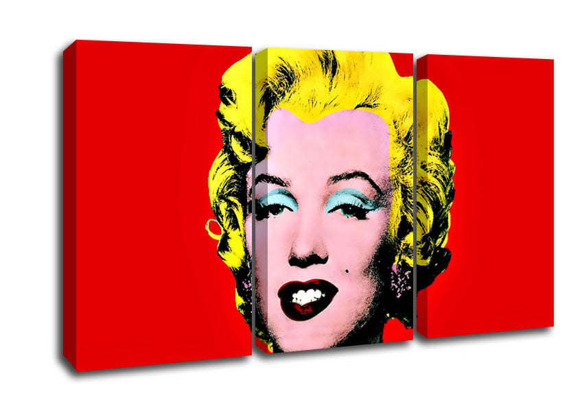 Picture of Marilyn Monroe Red 3 Panel Canvas Wall Art