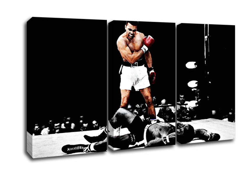 Picture of Muhammad Ali Knock Down 3 Panel Canvas Wall Art