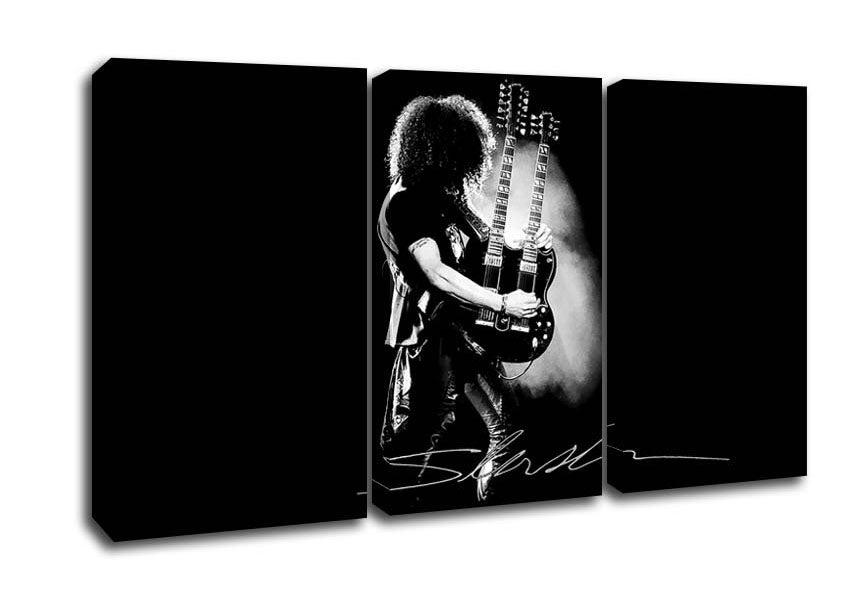Picture of Slash Double Guitar B~w 3 Panel Canvas Wall Art