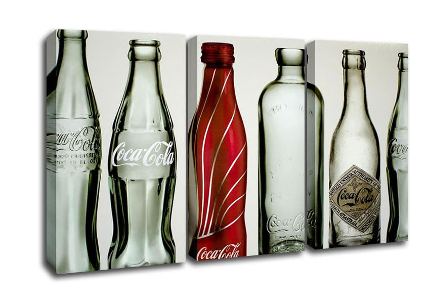 Picture of Old Coca Cola Bottles 3 Panel Canvas Wall Art
