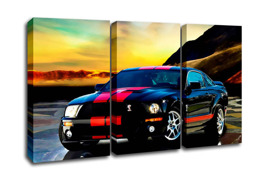 Picture of Shelby Mustang Red Stripes 3 Panel Canvas Wall Art
