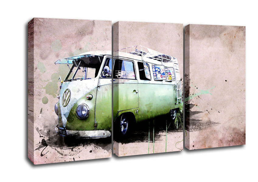 Picture of Hippies Van 3 Panel Canvas Wall Art