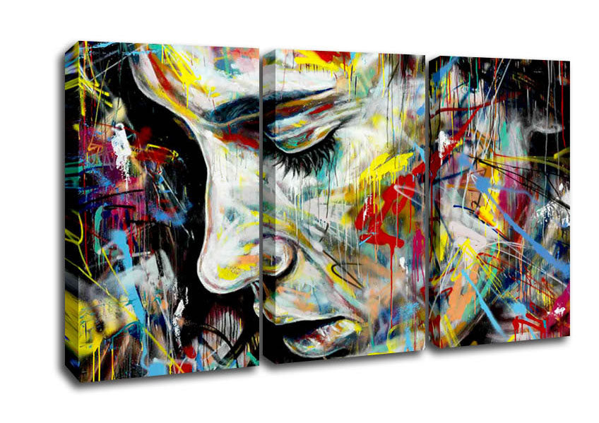Picture of Colourful Woman 3 Panel Canvas Wall Art