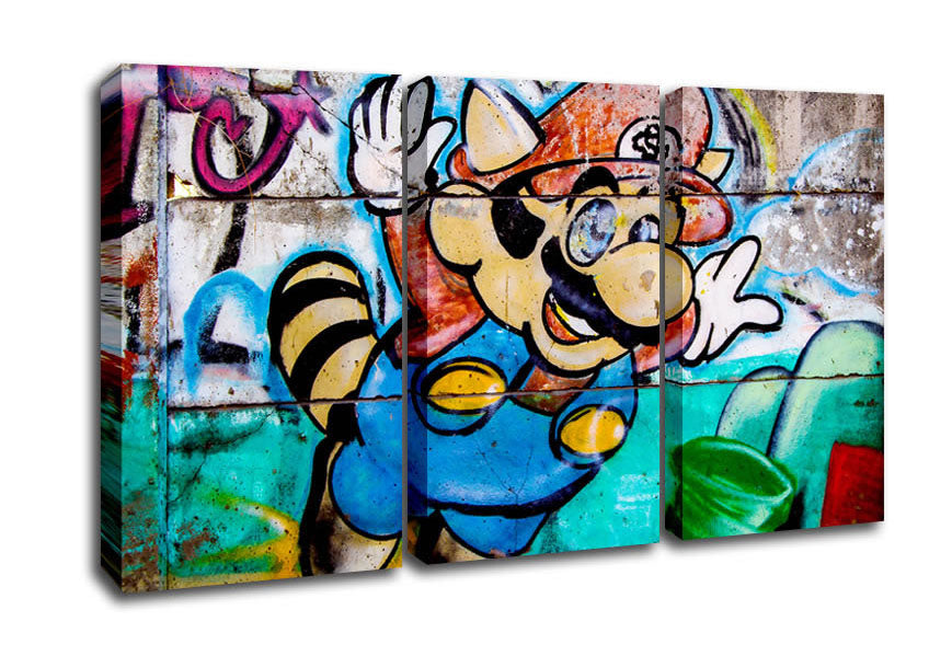 Picture of Mario Fly 3 Panel Canvas Wall Art