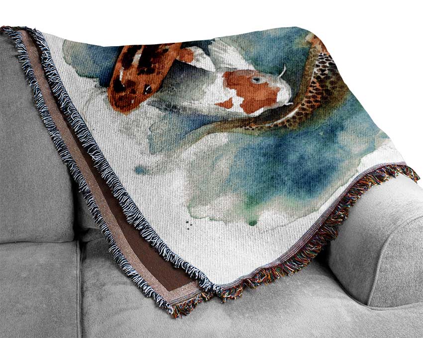 Koi Fishpond Woven Blanket