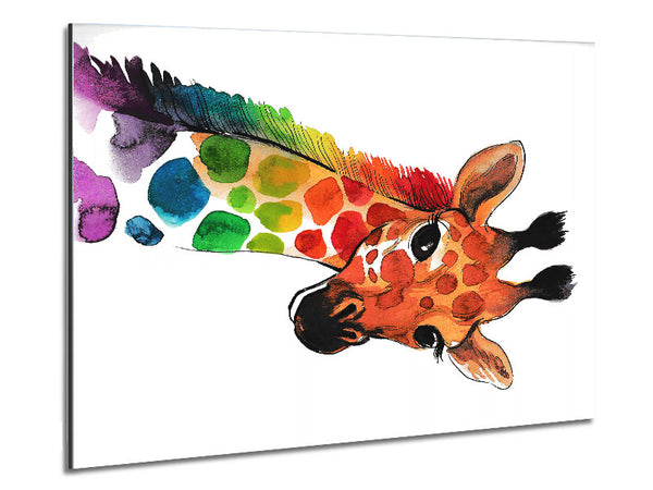 Rainbow Giraffe Metal Print