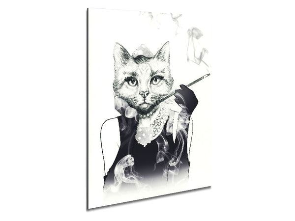 Audrey Hepburn Cat Metal Print