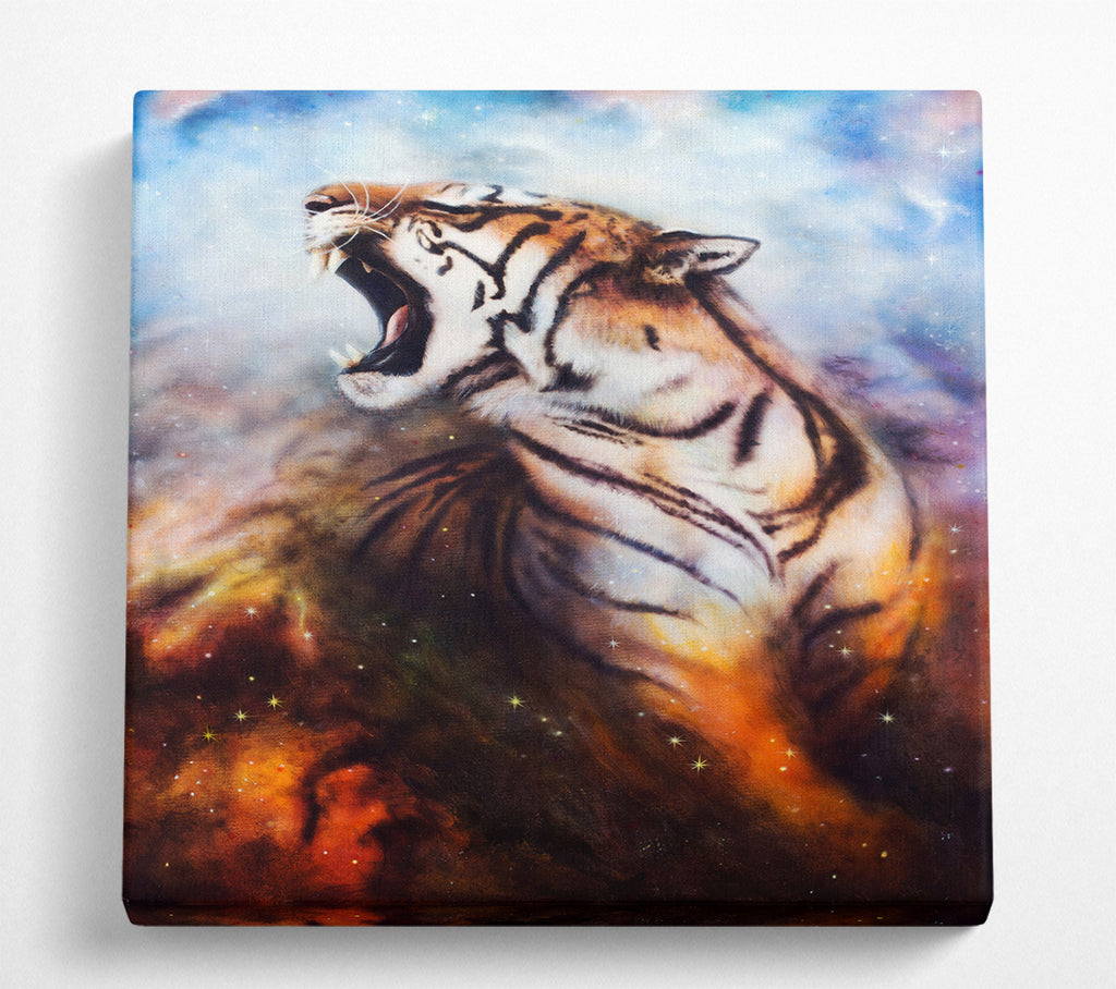 A Square Canvas Print Showing Roaring Tiger Square Wall Art