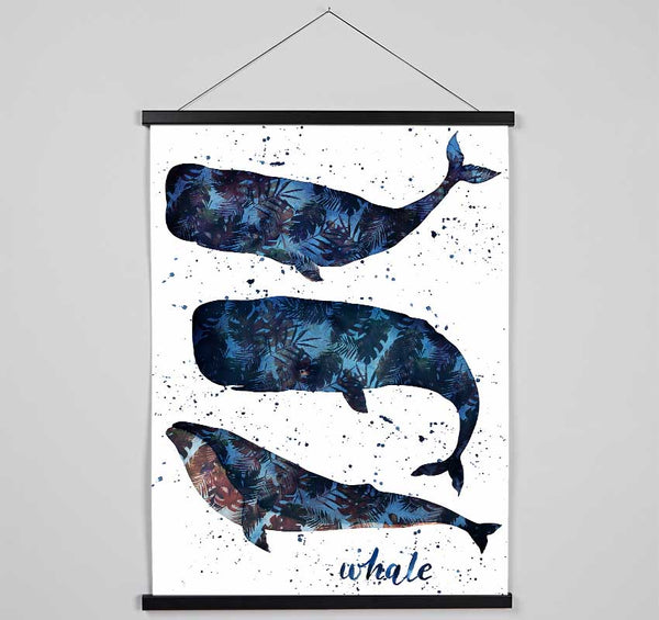 Whale Palm Leaves Hanging Poster - Wallart-Direct UK