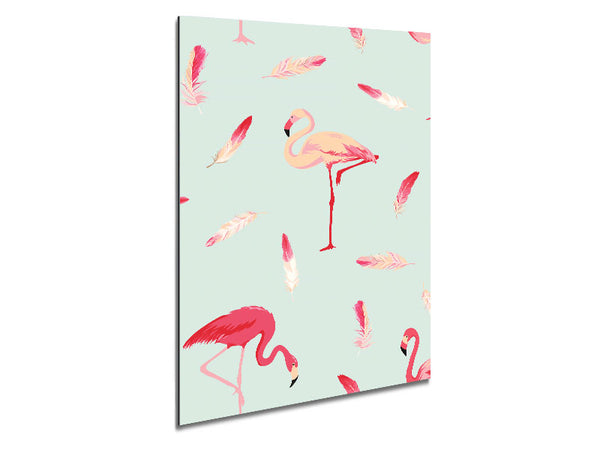 Pink Flamingo Feathers Metal Print
